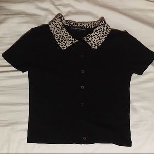 Brandy Melville leopard print button up top